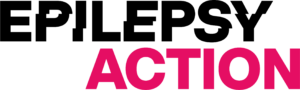 Black and pink graphic saying the words Epilepsy Action